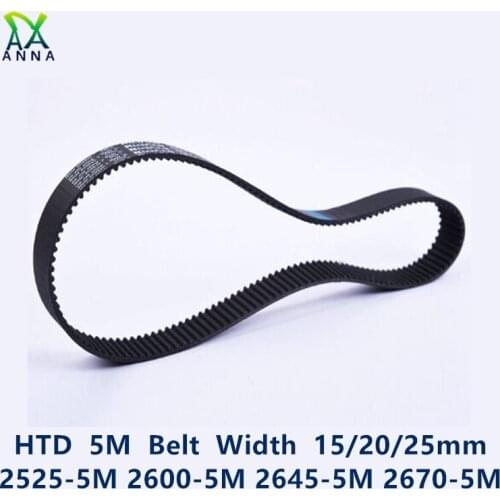 HTD 5M synchronous Timing belt C=2525/2600/2645/2670 width 15/20/25mm Teeth 505 520 529 534 HTD5M 2525-5M 2600-5M 2645-5 2670-5M