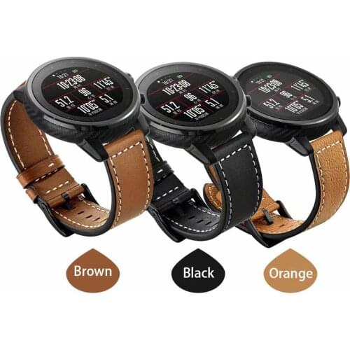 22mm Watch Band For Xiaomi Huami Amazfit 2 1 Stratos Pace 2 Genuine Leather Watch Strap For Gear S3 Huawei Watch 2pro Wrist Belt