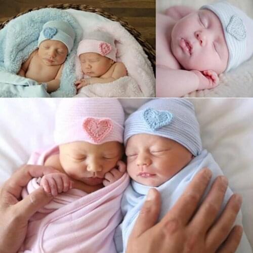 Newborn Toddler Baby Infant Girl Toddler Soft Comfy Bowknot Striped Hospital Cap Warm Beanie Hat