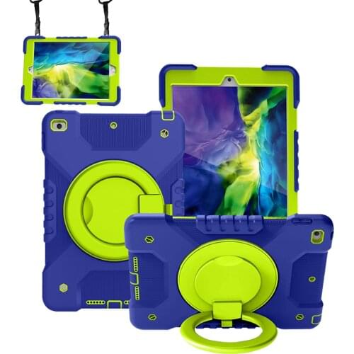 360 Rotating Silicone Case for iPad 10.2 Shockproof Cover 2020 2019 7th Generation Durable Kids Cover with Shoulder Strap