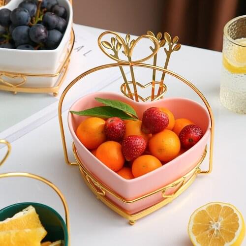 Nordic Fruit Candy Plate Exquisite Heart-shaped Home Living Room Fruit Dish Afternoon Refreshment Card with Fruit Fork