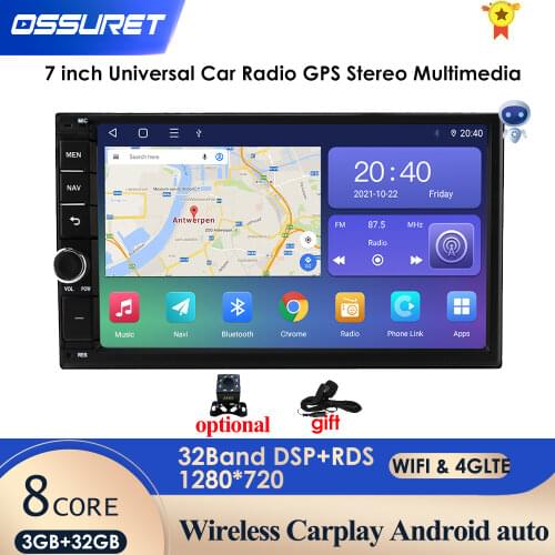 2G RAM Android 10 Auto Radio Quad Core 7Inch 2DIN Universal Car NO DVD player GPS Stereo Audio Head unit Support DAB DVR OBD BT