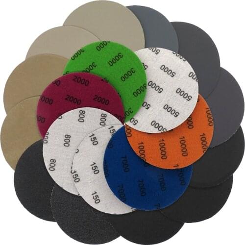 Wet Dry Sanding Disc 4 Inch Waterproof Sandpaper Hook and Loop Silicon Carbide 60-10000 Grits 100mm Round Flocking Sander Paper