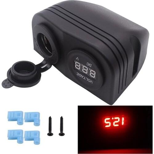 12V waterproof DIY Module Panel Cigarette Lighter Socket,12-24V Voltmeter for Car Truck Motorcycle Boat ATV display waterproof