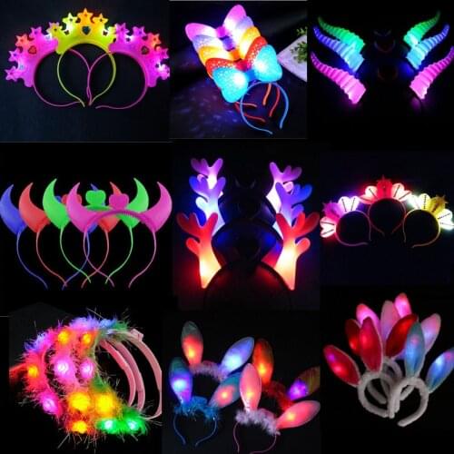 1pcs Women Girl Princess Tiara Crown Flower LED Flashing Headband Light Up hair Accessories Rave Glow Rave Party Cosplay