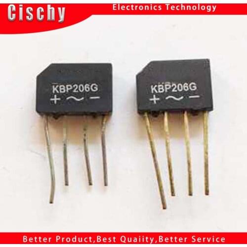 10pcs lot Diy Electronic Diode Bridge Rectifier 600V 2A KBP206G KBP206 4PIN SIP-4 Single Phase