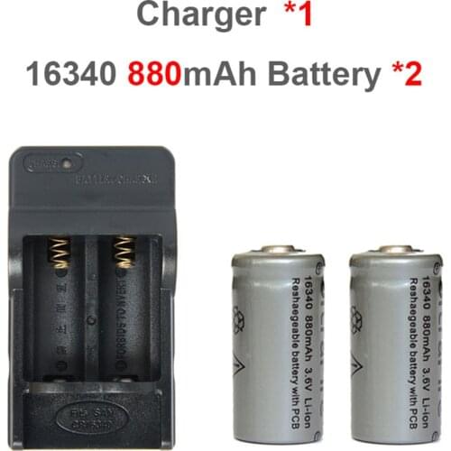 2pcs/lot 16340 Mini Battery 3.7V 880mah Rechargeable Li-ion Battery with 1* Double Slot 16340 Charger for Led Flashlight Toy