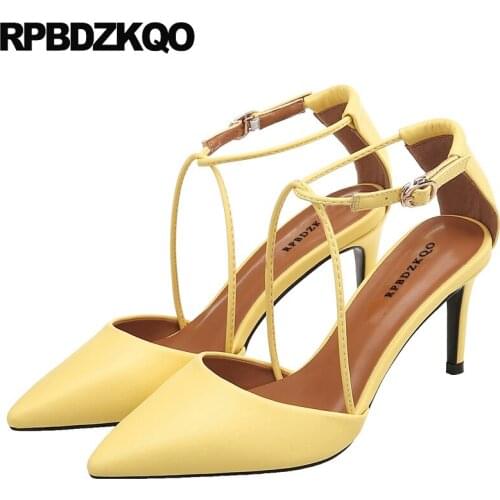3 inch beige thin designer women luxury 2019 shoes sandals yellow female fashion scarpin pointed toe high heels stiletto pumps