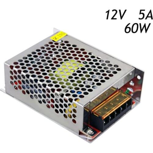 30Pcs/lot Best Quality 12V 5A 60W Power Supply Driver for LED Strip AC 110 220V To DC Power Adapter