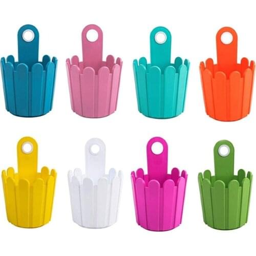 8 PCS Wall Hanging Fence Pot Gardening Decoration Basket Resin Pot Plant Planting Plastic Hanging Pot