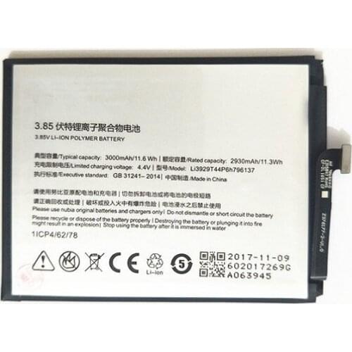 Original Li3929T44P6h796137 Battery For ZTE Nubia Z11miniS Z11 miniS NX549J Z17mini Z17 mini NX569H NX569J Battery 3000mAh