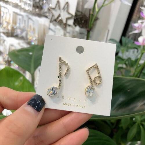 Asymmetrical earrings with cute notes Stud Earrings for Women Gift Earrings Jewelry Wholesale