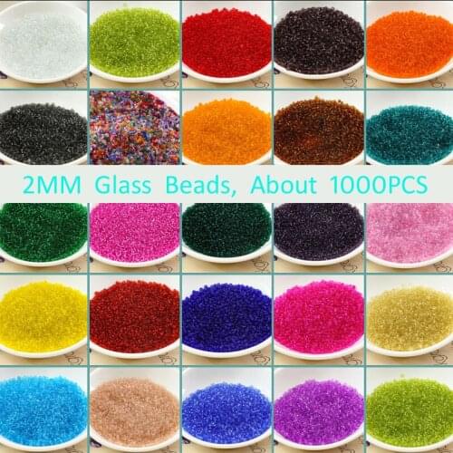 Free Shipping 1000PCS 2mm Czech Seed Spacer Beads transparent beads murano glass beads for jewelry making DIY Pick 18 Colors
