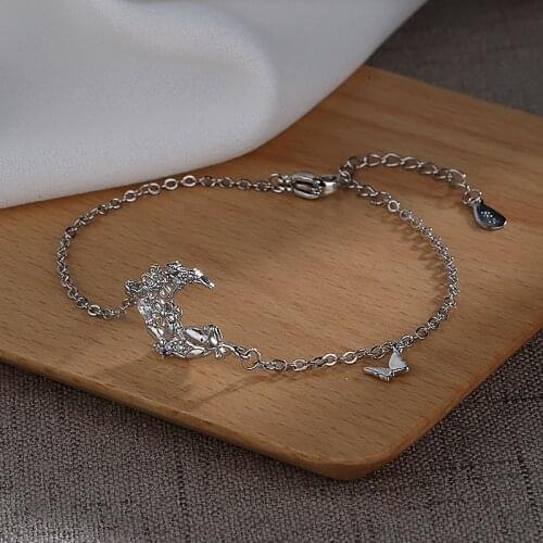 Flower Butterfly Zircon Chain Bracelet Moon Cat For Women Adjustable Fashion Korea Original Girlfriend Tassel Jewelry BOYULIGE