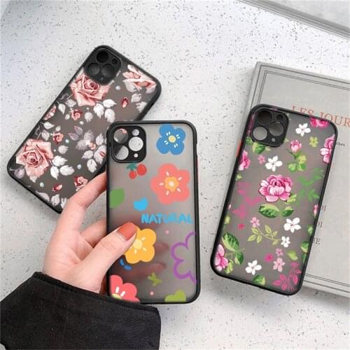 Lovebay Pretty Flower Phone Case For iPhone 12 Pro 11 Pro Max X XR XS Max 7 8 Plus 12 Mini SE 2020 Transparent Matte Back Cover