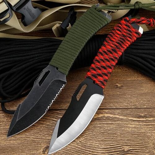 Damascus High Carbon Steel Fixed Blade Cutting Knife for Outdoor Camping & Hunting Military Tactical Survival Knives With Sheath