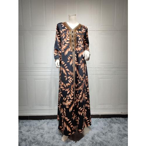 Elegant Women Chiffon Muslim Abaya Dress Plus Size Print Islamic Clothing Ramadan Musulman Turkey Moroccan Kaftan Hijab Vestidos