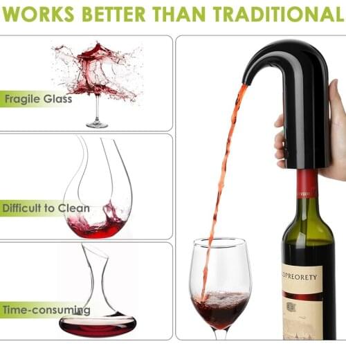 Electric Wine Pourer One Touch Fast Wine Dispenser Fashion European Style Wine Decanter Rechargeable Portable Wine Pourer