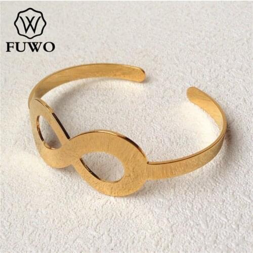 FUWO Wholesale Infinity Bangles Minimalist Design Gold Color Bracelet For Women Cuff Bracelets Manchette Bangles Pulseira BG003