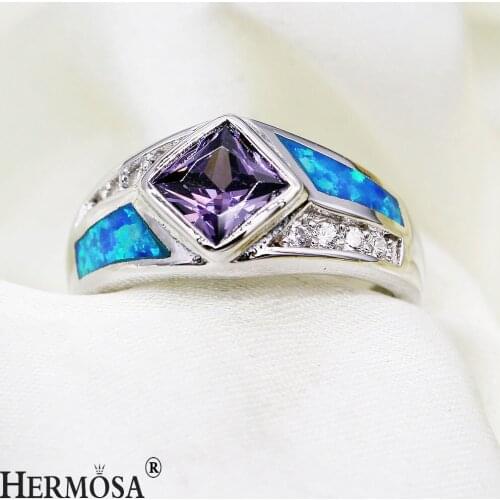 Hermosa Modern Grace Mystic Fire Australia Opal Ring Size 7 8 Fashion Women Rings R1034 Charm Lady Jewelry