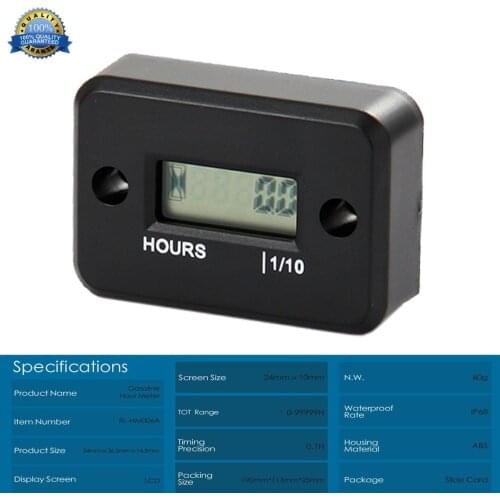 Inductive Digital Hour Meter for Dirt Quad Bike ATV Motocross Motorcycle Marine Snowmobile Pit Bike Dirt Quad Bike HM006