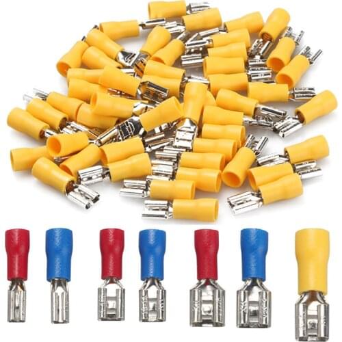 100/50Pcs 2.8mm 4.8mm 6.3mm Insulated Seal Spade Wire Connector Female Crimping Terminals Electrical Crimp Terminal Set