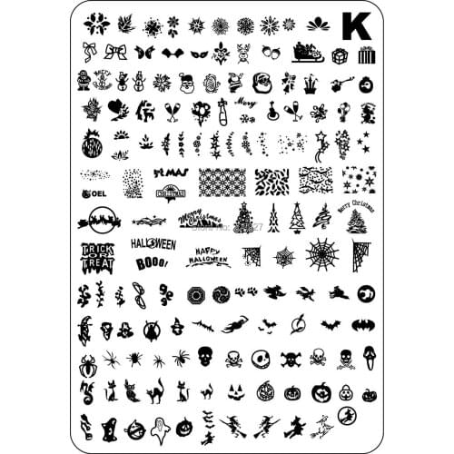 K 1pc Cute Big Christmas&Halloween Stamping Metal Plate Nail Art
