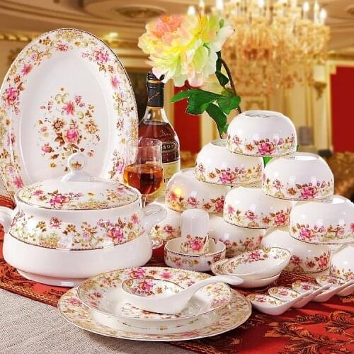 Guci Jingdezhen ceramic tableware porcelain 56 bone china set gifts porcelain marriage jantar coreano pratos de jantar de l
