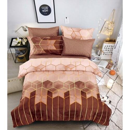Brown Bedding Set,With Pillowcase 200x200 Duvet Cover Set,Quilt Cover King Size Golden Three-Dimensional Pattern Blanket Cover