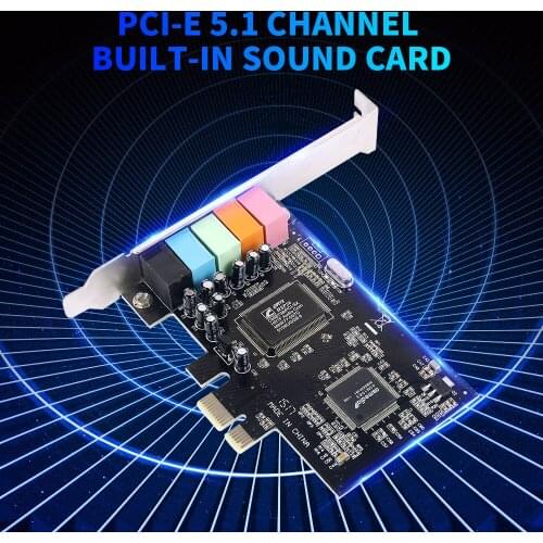 PCI-E Desktop Computer Sound Card PCI-E Sound Card CMI8738 5.1 Channel Support 6-Channel Stereo Surround Output Audio Sound Card
