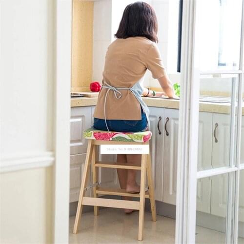HLM-3006 Creative Bentwood Ladder Stool Simple Kitchen Step Stool Multifunctional Folding Wooden Stool Dual Purpose Rack Stair