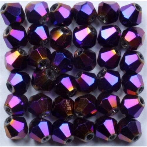 New Purple 100pcs 4mm Bicone Austria Crystal Beads charm Glass Beads Loose Spacer Bead for DIY Jewelry Making