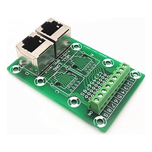 RJ45 Module,RJ45 8P8C Jack 2-Way Buss Breakout Board, Terminal Block, Connector