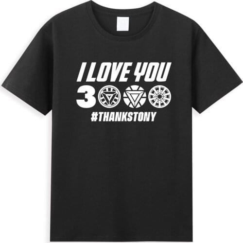 I Love You 3000 Tony Stark Men T-Shirt Movies Disney Marvel Superhero Print T Shirt Harajuku Style Streetwear Iron Man T Shirts