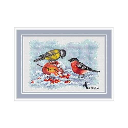 Tit foraging on the snow Needlework,For Embroidery,DIY Arts Cross stitch kits Set Cross-Stitching Home Decor