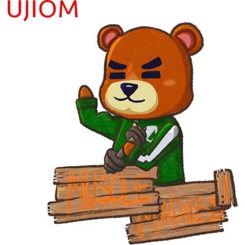 UJIOM Cartoon Teddy Bear Muscle Madness Stickers Home Bedroom Decals Decoration Accessories Wall Decor Waterproof Wallstickers