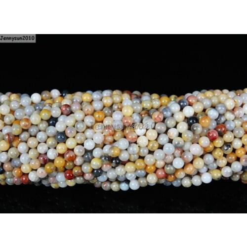 Natural Crazy Lace Ag-ate Gems Stones 2mm Smooth Round Spacer Loose Beads 15'' Strand for Jewelry Making Crafts 5 Strands/Pack