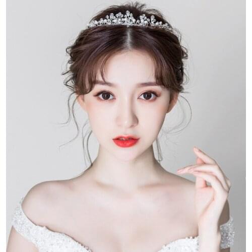 Sweetheart Elegant Bridal Headdress Crystal Rhinestone Pearl Hair Hoop for Wedding Perform Studio Photo Prop Daily Life O637