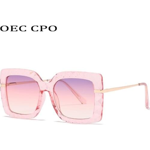 OEC CPO Fashion Square Sunglasses Women Brand Goggles Sun Glasses Female Vintage Shades Pink Eyewear UV400 Gafas de sol O900
