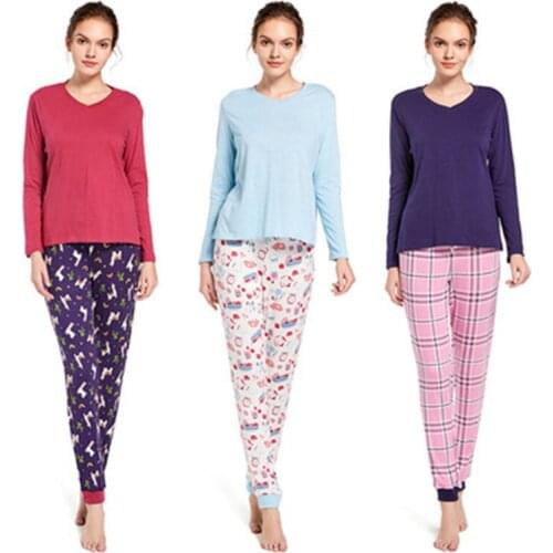 100% Cotton Pajamas Set Full Sleeve T-shirt Long Pants 2Piece/Set Casual Pyjama Big Size Mom Homewear Cozy Plus New Sleepwear