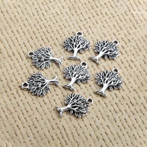 Potosala 20PCS 17*21mm Tree Shape Charms Pendant Ancient Silver Color Retro Jewelry Accessories For DIY Bracelet Necklace Making