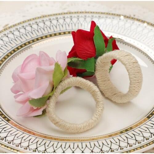 Wedding Party Napkin Ring Artificial Flower Banquet Dining Table Decoration Accessories Reusable Home Living Room Napkin Holder