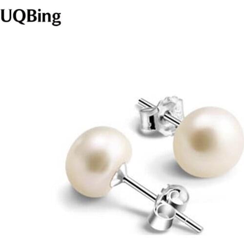 Free Shipping Fashion Plata 925 Sterling Silver Pearl Stud Earrings Jewelry Pendientes de Plata Brincos