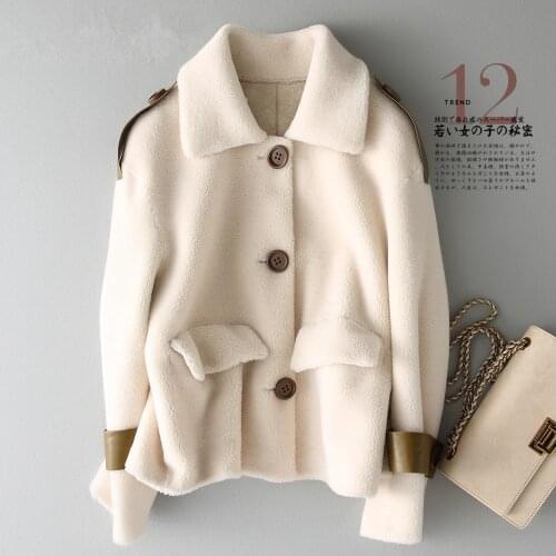 Sheep Shearling Fur Coat Female Korean Pink Jackets 2020 Autumn Winter Jacket Women Real Wool Coats Abrigo Mujer My