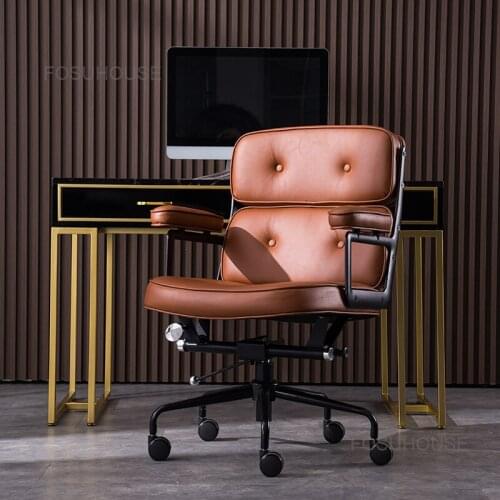 Sedentary Computer Chair Light Luxury Office Chairs Home Furniture Rotary Conference Leather Boss Chair Swivel Gaming Armchair
