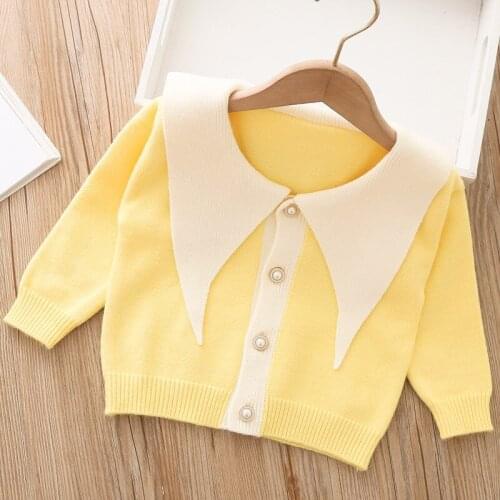 Baby girls pearl button knitted cardigan children sweater wholesale girl clothing