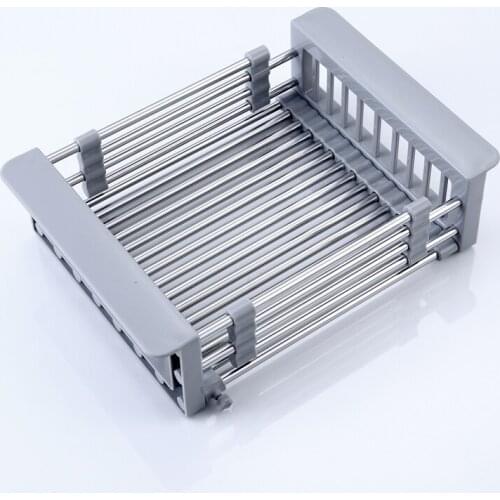 Retractable Sink Drain Storage Rack Stainless Steel Vegetables Basket Storage Rack Kitchen