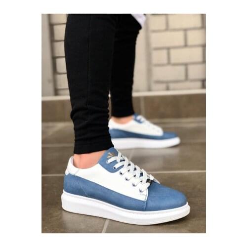 Wagoon WG028 Denim White Lace-Up Thick Sole Casual Men Shoes