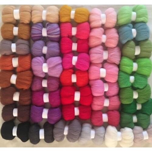 WFPFBEC FELT merino sheep wool fiber needle felting wool roving for needle felted wool 5g/color 42colors 210g