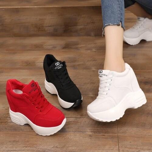 New 2019 Casual Women Shoes Height Increasing 11CM Ladies Shoes Mesh Breathable Platform Shoes Wedge Female Shoes Sneakers